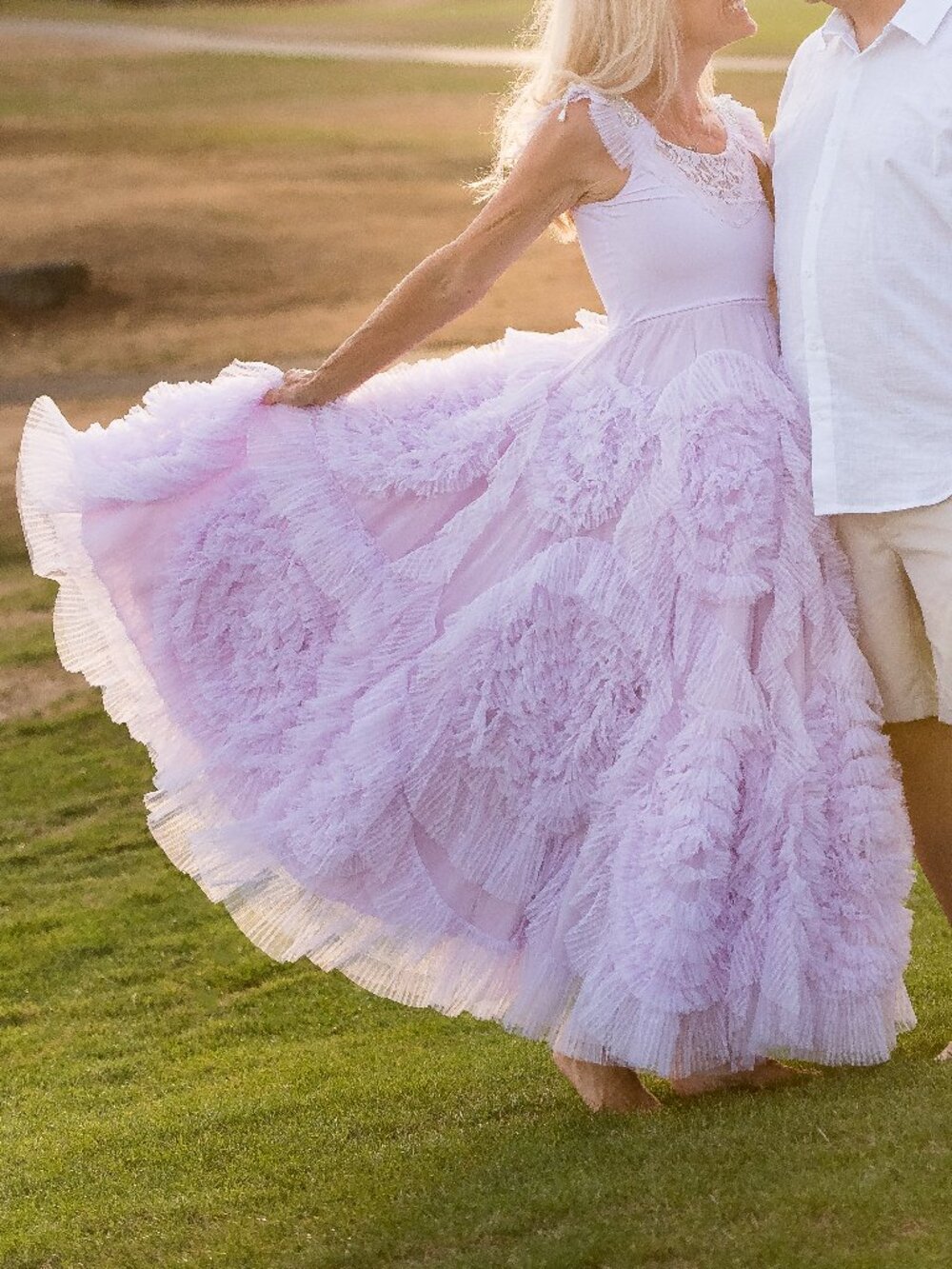 Dollcake Women’s (only) Lilac Ruffled Floral Ball Gown Dress